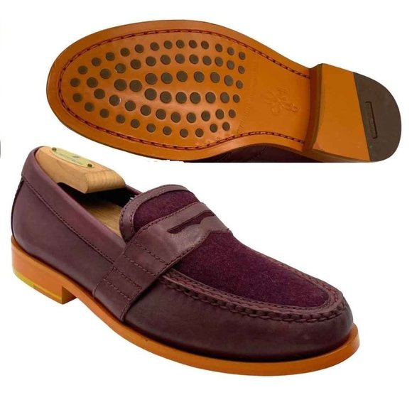NEW Vintage 2000s Cole Haan Air mens 7 Burgundy wool leather penny loafers shoes - Picture 1 of 12